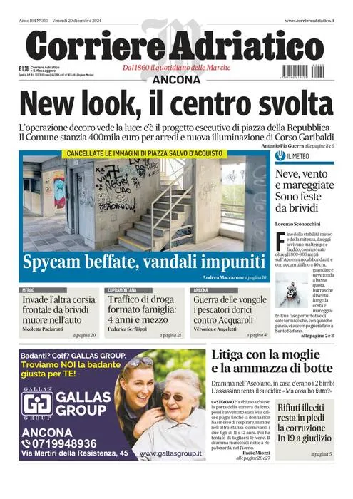 Prima-pagina-corriere adriatico-edizione-di-oggi-20-12-2024